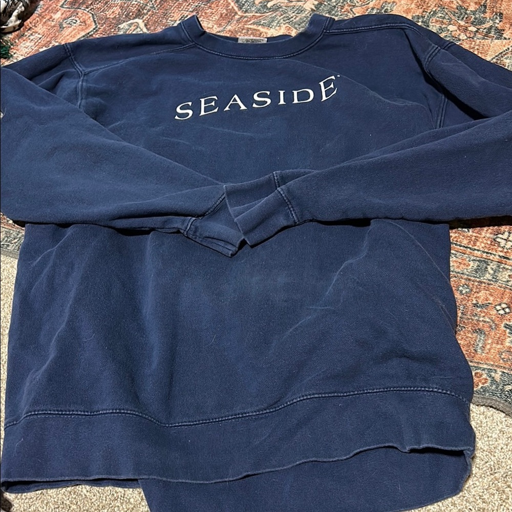 Comfort Colors Blue Crewneck Sweater with Seaside Embroidery